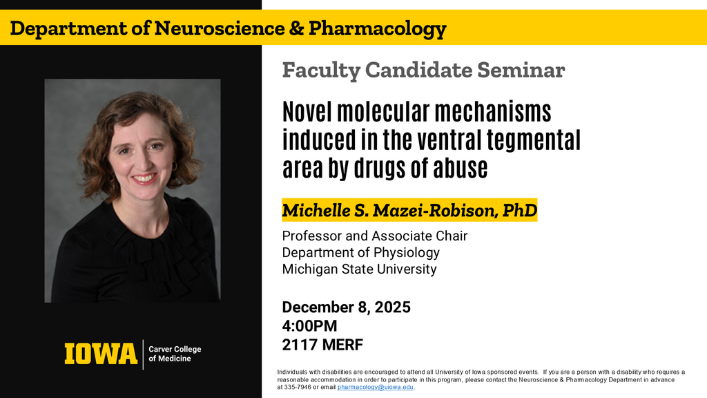 Neuroscience & Pharmacology Seminar - Michelle Mazei-Robison, PhD promotional image