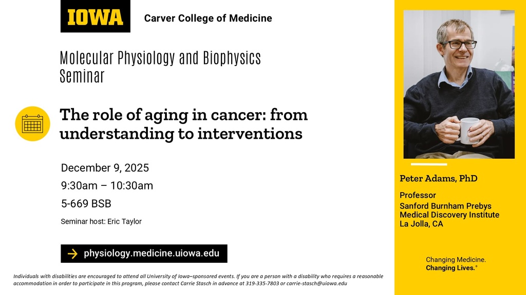 Molecular Physiology and Biophysics Seminar, Peter Adams, PhD promotional image